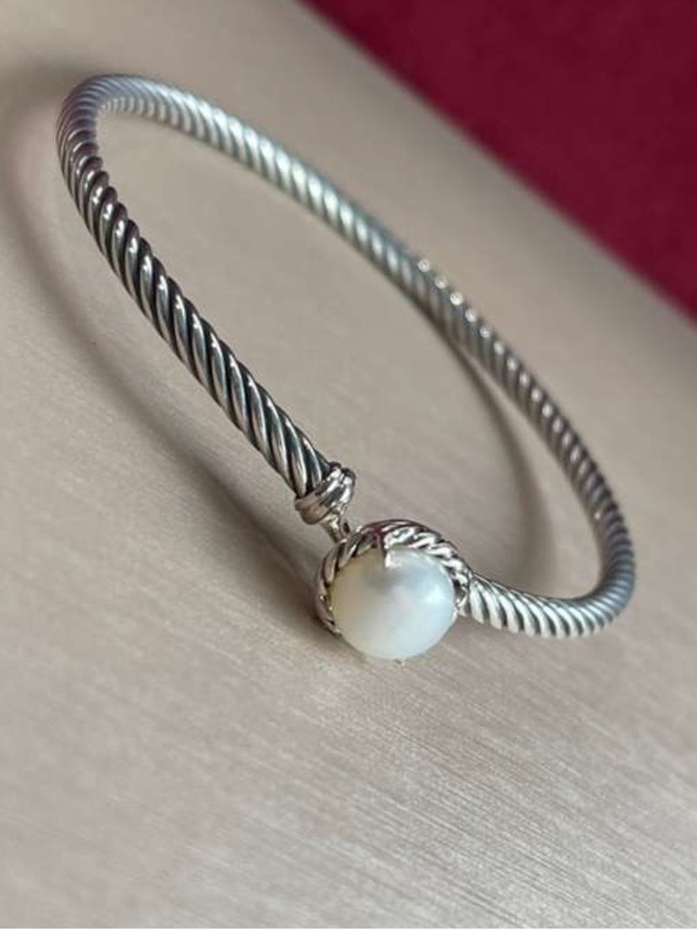 David Yurman Chatelaine Bracelet With Pearl 925 Sterling Silver 3mm medium - Picture 5 of 10